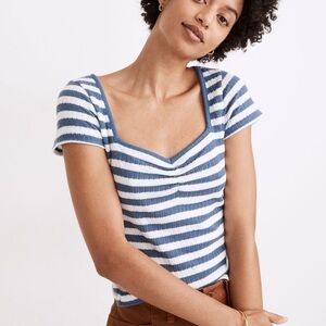Madewell ribbed striped short sleeved top size L great condition